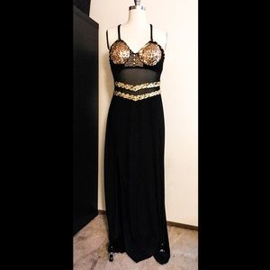Gold sequin evening gown